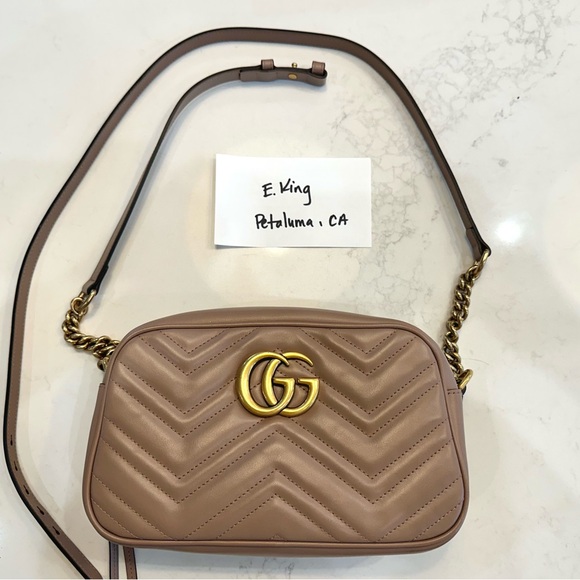 Small Gucci Marmont in Dusty Rose Leather - Picture 2 of 16